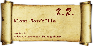 Klosz Rozália névjegykártya